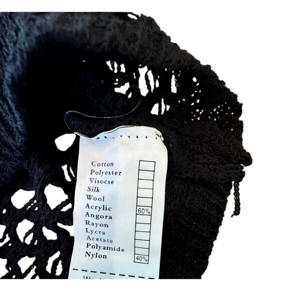 Paradise Medium Crop Open Knit Long Sleeve Beach Top NWT Vacation Black - Picture 5 of 6